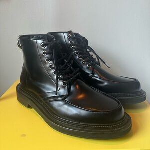 The Kooples Black Leather Lace-Up Ankle Boots Men’s